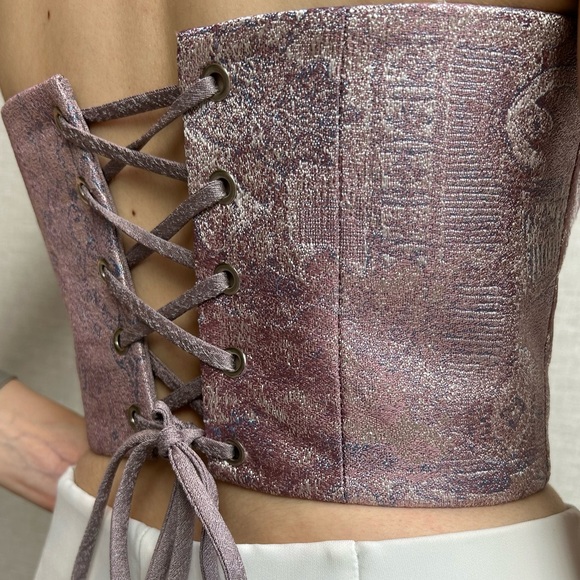 Luminous Luxe Crop Top Corset Vintage Tapestry - Picture 5 of 5